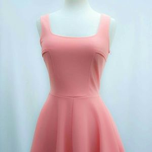 Fit and flare apricot summer dress